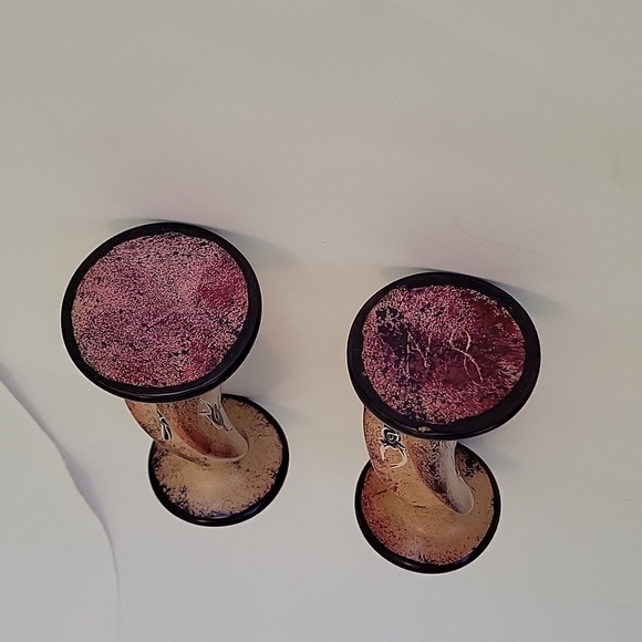 VINTAGE AFRICAN SOAPSTONE CANDLE HOLDER SET, HANDRAFTED - Picture 4 of 7